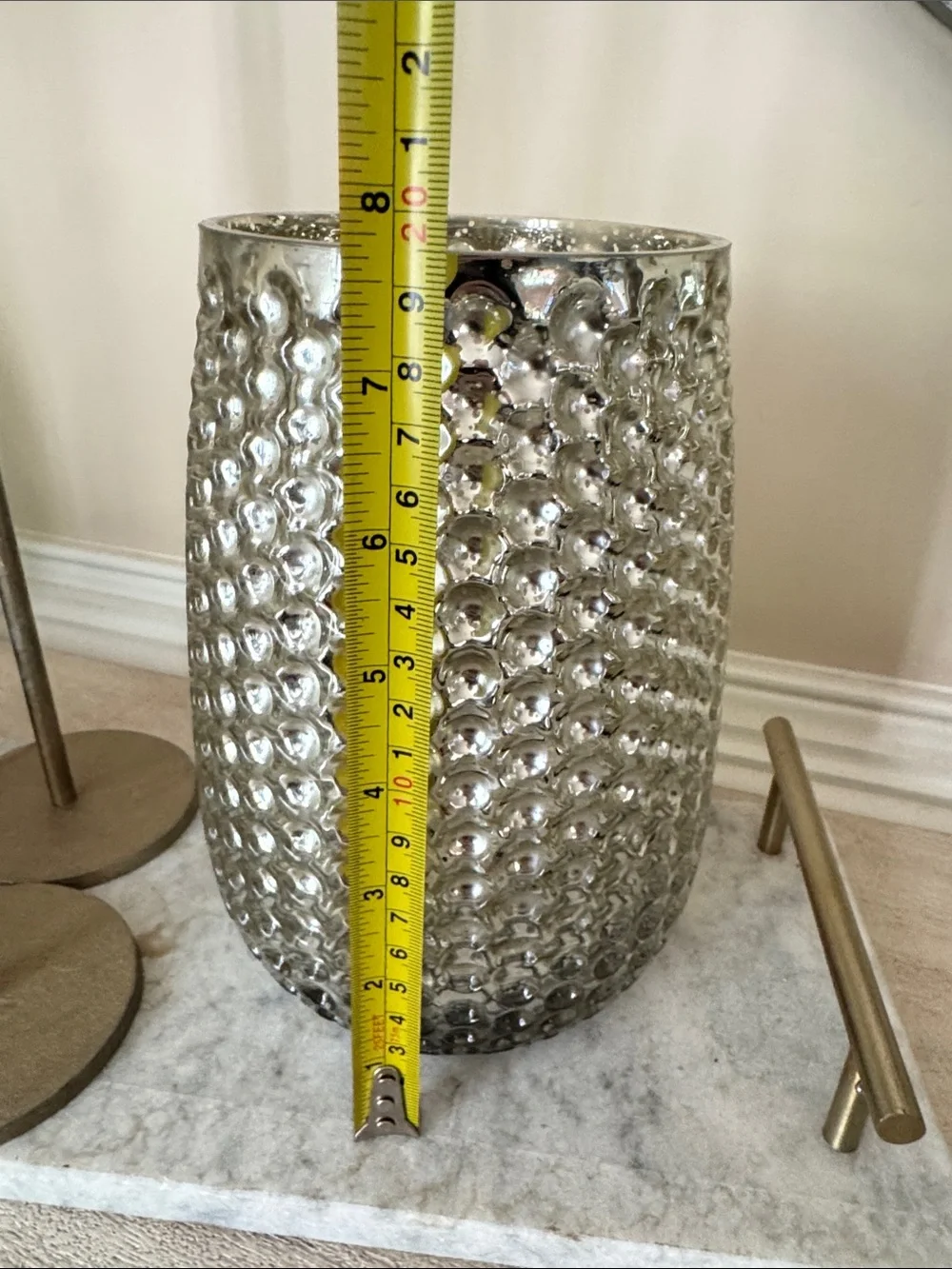 Silver Gold honeycomb pebbled Textured Vase
